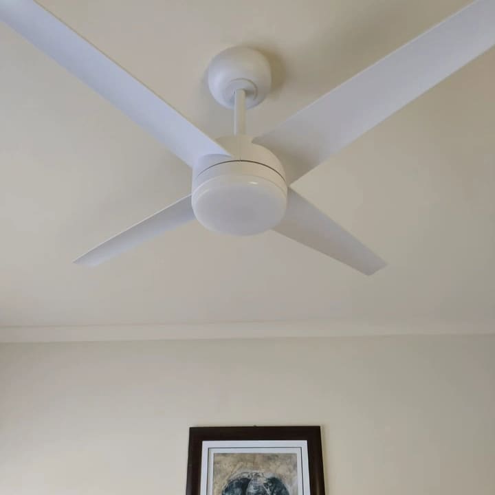 Ceiling fan hung, balanced and switched.