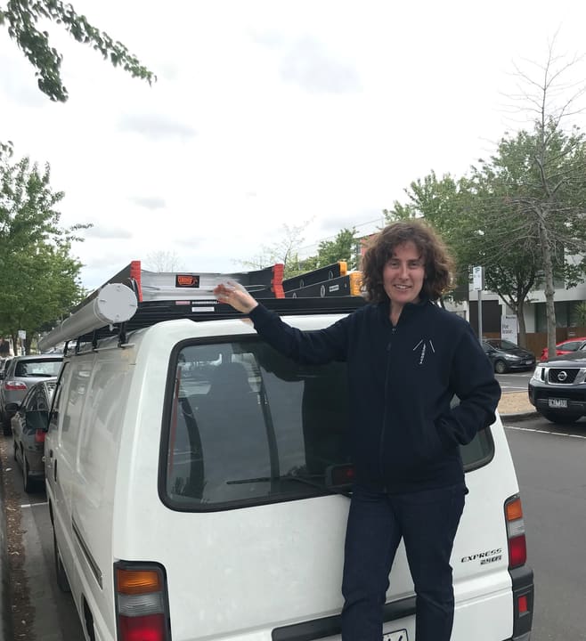 Ladders off the racks — the van carries the job to your door.